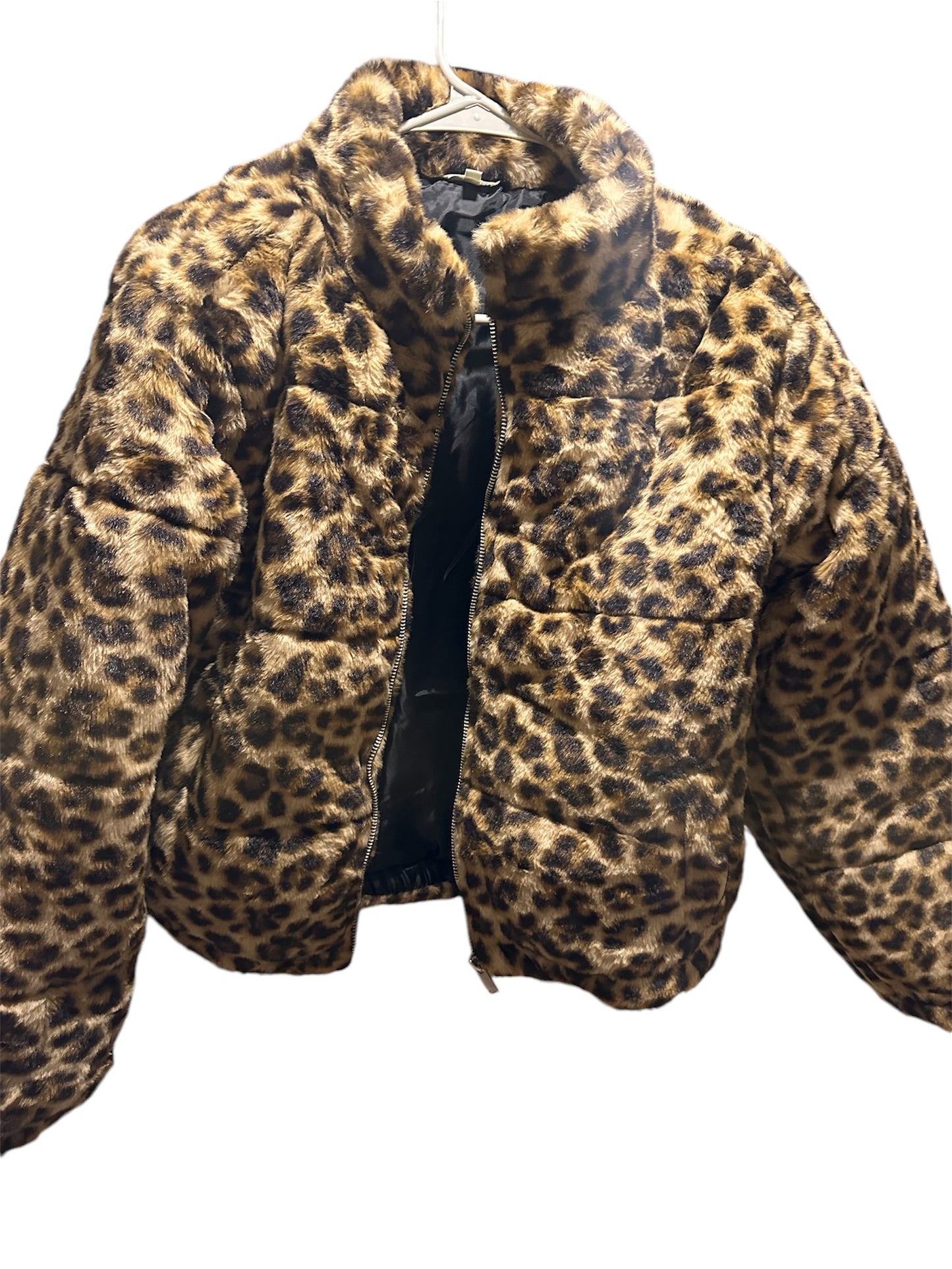 Faux Fur Leopard Bomber Jacket